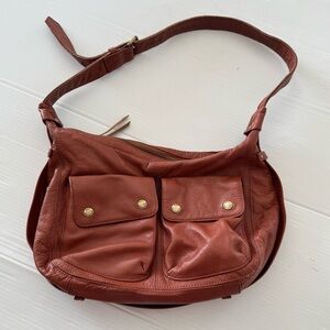 Not Rational Leather Shoulder Bag - redish brown purse authentic leather